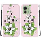 For Motorola Edge 40 Crystal Texture Colored Drawing Leather Phone Case(Lily) - 1