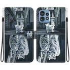 For Motorola Edge 40 Pro Crystal Texture Colored Drawing Leather Phone Case(Cat Tiger Reflection) - 1