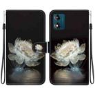 For Motorola Moto E13 Crystal Texture Colored Drawing Leather Phone Case(Crystal Peony) - 1