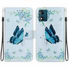 For Motorola Moto E13 Crystal Texture Colored Drawing Leather Phone Case(Blue Pansies) - 1