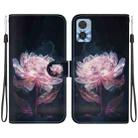 For Motorola Moto E22 / E22i Crystal Texture Colored Drawing Leather Phone Case(Purple Peony) - 1