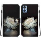 For Motorola Moto E22 / E22i Crystal Texture Colored Drawing Leather Phone Case(Crystal Peony) - 1