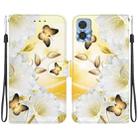 For Motorola Moto E22 / E22i Crystal Texture Colored Drawing Leather Phone Case(Gold Butterfly Epiphyllum) - 1