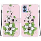 For Motorola Moto E22 / E22i Crystal Texture Colored Drawing Leather Phone Case(Lily) - 1