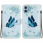 For Motorola Moto E22 / E22i Crystal Texture Colored Drawing Leather Phone Case(Blue Pansies) - 1