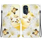 For Motorola Moto G 2022 Crystal Texture Colored Drawing Leather Phone Case(Gold Butterfly Epiphyllum) - 1