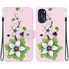 For Motorola Moto G 2022 Crystal Texture Colored Drawing Leather Phone Case(Lily) - 1