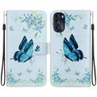 For Motorola Moto G 2022 Crystal Texture Colored Drawing Leather Phone Case(Blue Pansies) - 1