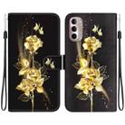 For Motorola Moto G Stylus 4G 2022 Crystal Texture Colored Drawing Leather Phone Case(Gold Butterfly Rose) - 1