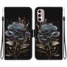 For Motorola Moto G Stylus 4G 2022 Crystal Texture Colored Drawing Leather Phone Case(Black Rose) - 1