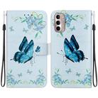 For Motorola Moto G Stylus 4G 2022 Crystal Texture Colored Drawing Leather Phone Case(Blue Pansies) - 1