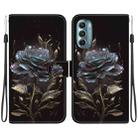 For Motorola Moto G Stylus 5G 2022 Crystal Texture Colored Drawing Leather Phone Case(Black Rose) - 1