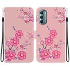 For Motorola Moto G Stylus 5G 2022 Crystal Texture Colored Drawing Leather Phone Case(Cherry Blossoms) - 1