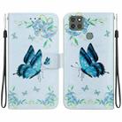 For Motorola Moto G9 Power Crystal Texture Colored Drawing Leather Phone Case(Blue Pansies) - 1