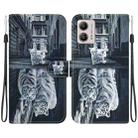 For Motorola Moto G13 / G23 / G53 Crystal Texture Colored Drawing Leather Phone Case(Cat Tiger Reflection) - 1