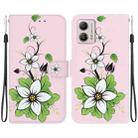 For Motorola Moto G13 / G23 / G53 Crystal Texture Colored Drawing Leather Phone Case(Lily) - 1