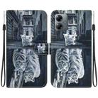 For Motorola Moto G14 Crystal Texture Colored Drawing Leather Phone Case(Cat Tiger Reflection) - 1