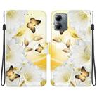 For Motorola Moto G14 Crystal Texture Colored Drawing Leather Phone Case(Gold Butterfly Epiphyllum) - 1