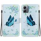 For Motorola Moto G14 Crystal Texture Colored Drawing Leather Phone Case(Blue Pansies) - 1