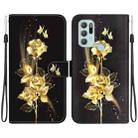 For Motorola Moto G60s Crystal Texture Colored Drawing Leather Phone Case(Gold Butterfly Rose) - 1