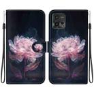 For Motorola Moto G72 Crystal Texture Colored Drawing Leather Phone Case(Purple Peony) - 1