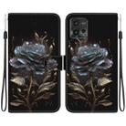 For Motorola Moto G72 Crystal Texture Colored Drawing Leather Phone Case(Black Rose) - 1