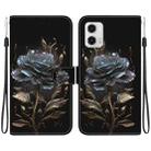 For Motorola Moto G73 Crystal Texture Colored Drawing Leather Phone Case(Black Rose) - 1