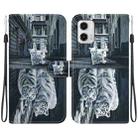 For Motorola Moto G73 Crystal Texture Colored Drawing Leather Phone Case(Cat Tiger Reflection) - 1