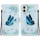 For Motorola Moto G73 Crystal Texture Colored Drawing Leather Phone Case(Blue Pansies) - 1