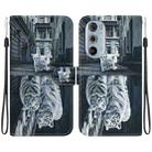 For Motorola Edge+ 2022 Crystal Texture Colored Drawing Leather Phone Case(Cat Tiger Reflection) - 1