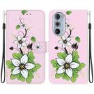 For Motorola Edge+ 2022 Crystal Texture Colored Drawing Leather Phone Case(Lily) - 1