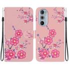 For Motorola Edge+ 2022 Crystal Texture Colored Drawing Leather Phone Case(Cherry Blossoms) - 1