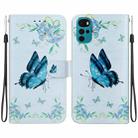 For Motorola Moto G22 Crystal Texture Colored Drawing Leather Phone Case(Blue Pansies) - 1