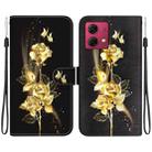 For Motorola Moto G84 Crystal Texture Colored Drawing Leather Phone Case(Gold Butterfly Rose) - 1