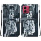 For Motorola Moto G84 Crystal Texture Colored Drawing Leather Phone Case(Cat Tiger Reflection) - 1