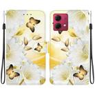 For Motorola Moto G84 Crystal Texture Colored Drawing Leather Phone Case(Gold Butterfly Epiphyllum) - 1