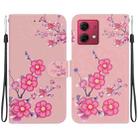 For Motorola Moto G84 Crystal Texture Colored Drawing Leather Phone Case(Cherry Blossoms) - 1