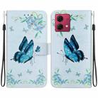 For Motorola Moto G84 Crystal Texture Colored Drawing Leather Phone Case(Blue Pansies) - 1