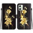 For Motorola Moto G54 Crystal Texture Colored Drawing Leather Phone Case(Gold Butterfly Rose) - 1