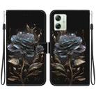 For Motorola Moto G54 Crystal Texture Colored Drawing Leather Phone Case(Black Rose) - 1