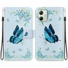 For Motorola Moto G54 Crystal Texture Colored Drawing Leather Phone Case(Blue Pansies) - 1