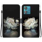 For Motorola Edge 40 Neo Crystal Texture Colored Drawing Leather Phone Case(Crystal Peony) - 1