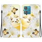 For Motorola Edge 40 Neo Crystal Texture Colored Drawing Leather Phone Case(Gold Butterfly Epiphyllum) - 1