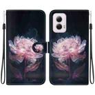 For Motorola Moto G Power 5G 2024 Crystal Texture Colored Drawing Leather Phone Case(Purple Peony) - 1