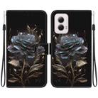 For Motorola Moto G Power 5G 2024 Crystal Texture Colored Drawing Leather Phone Case(Black Rose) - 1