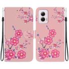 For Motorola Moto G Power 5G 2024 Crystal Texture Colored Drawing Leather Phone Case(Cherry Blossoms) - 1