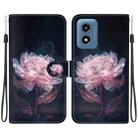 For Motorola Moto G Play 4G 2024 Crystal Texture Colored Drawing Leather Phone Case(Purple Peony) - 1