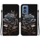 For Motorola Moto G Play 4G 2024 Crystal Texture Colored Drawing Leather Phone Case(Black Rose) - 1