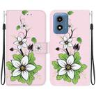 For Motorola Moto G Play 4G 2024 Crystal Texture Colored Drawing Leather Phone Case(Lily) - 1