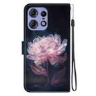 For Motorola Edge 50 Pro Crystal Texture Colored Drawing Leather Phone Case(Purple Peony) - 3